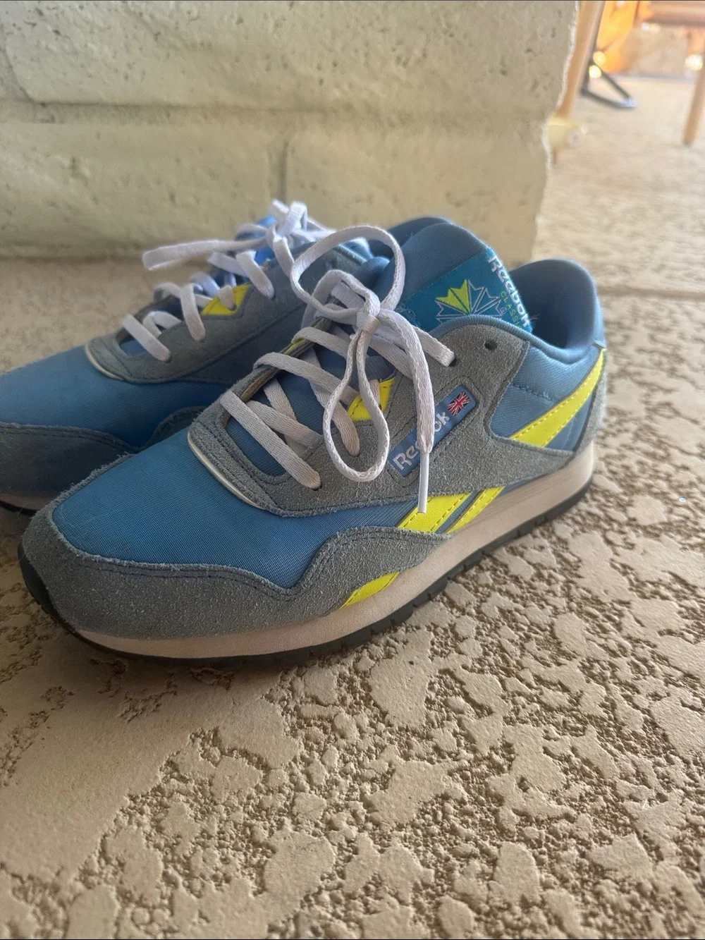 Reebok Kids Light Blue & Neon Yellow Retro Sneakers